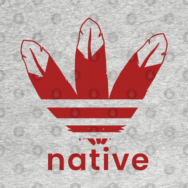 Native American 3 Feathers Design Dark Red by Eyanosa